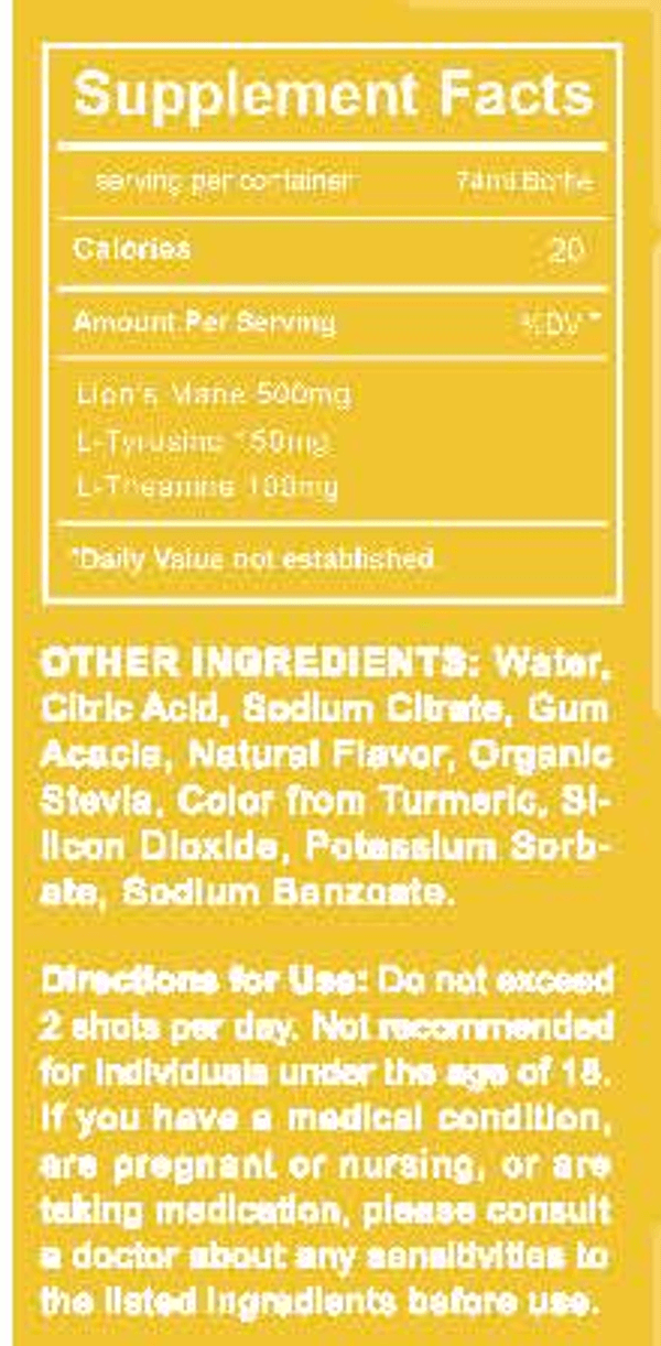 Focus - Pineapple — Supplement Facts panel