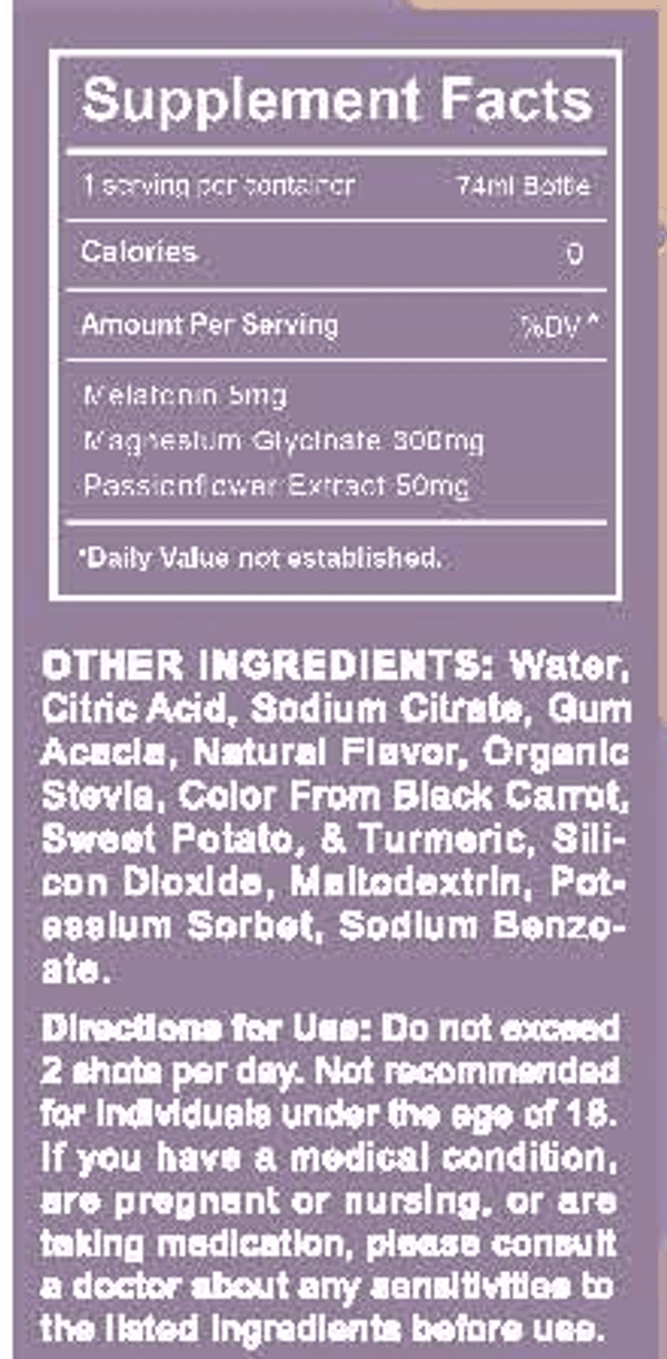 Sleep - Passion Fruit — Supplement Facts panel