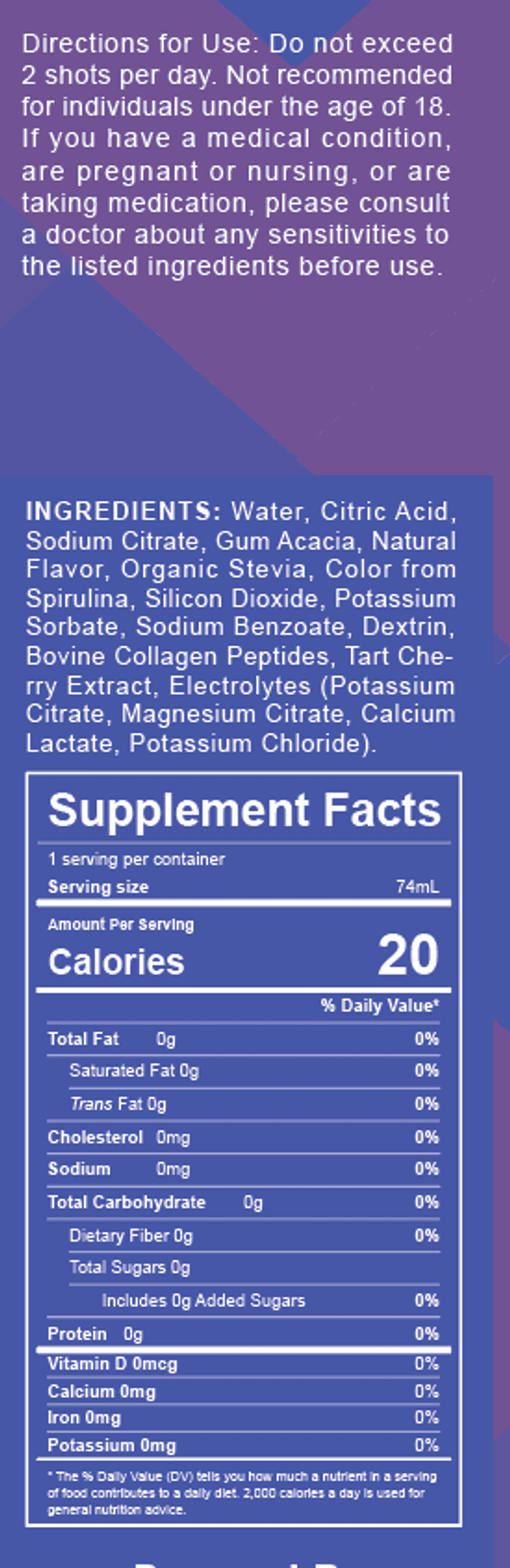 Recover (Blue Raspberry) — Supplement Facts panel